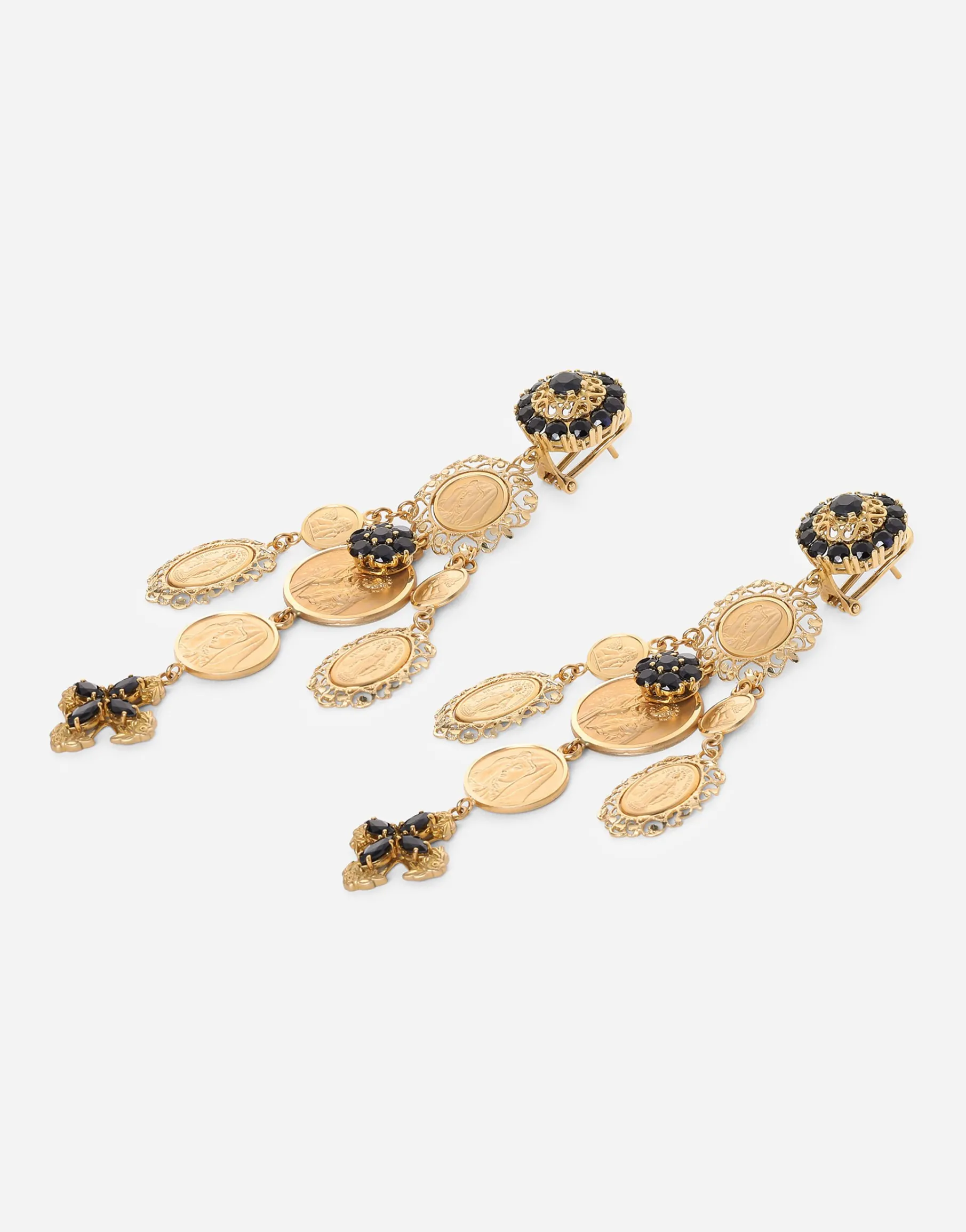 Sicily earrings in yellow 18kt gold with medals