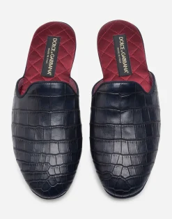 Silk and crocodile mules