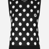 Silk and wool tank top with polka-dot inlay