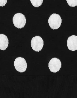 Silk and wool tank top with polka-dot inlay