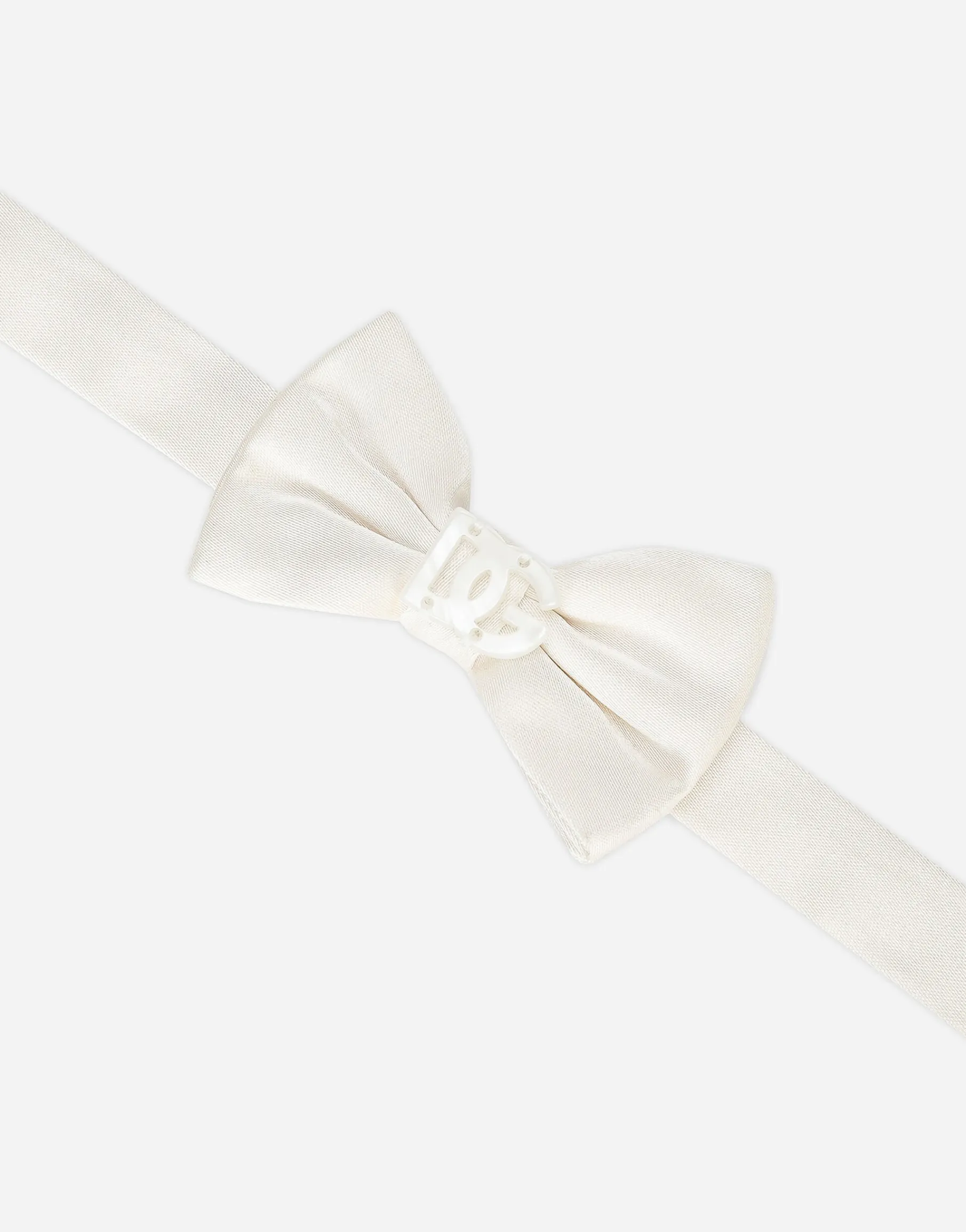 Silk bow tie with mother-of-pearl DG logo
