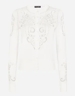Silk cardigan with DG openwork embroidery