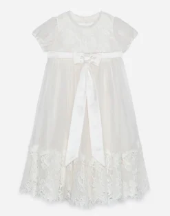 Silk chiffon and lace dress