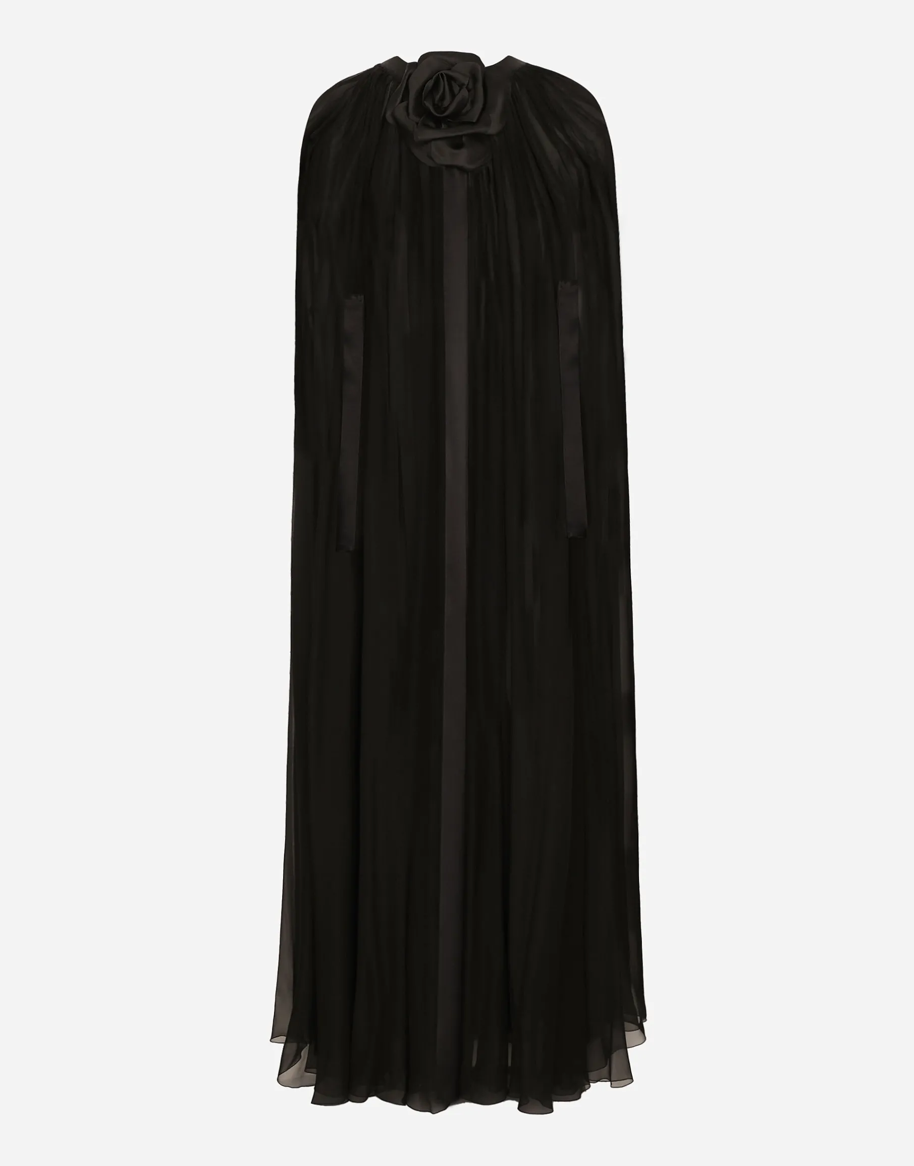 Silk chiffon cape with flower appliqué