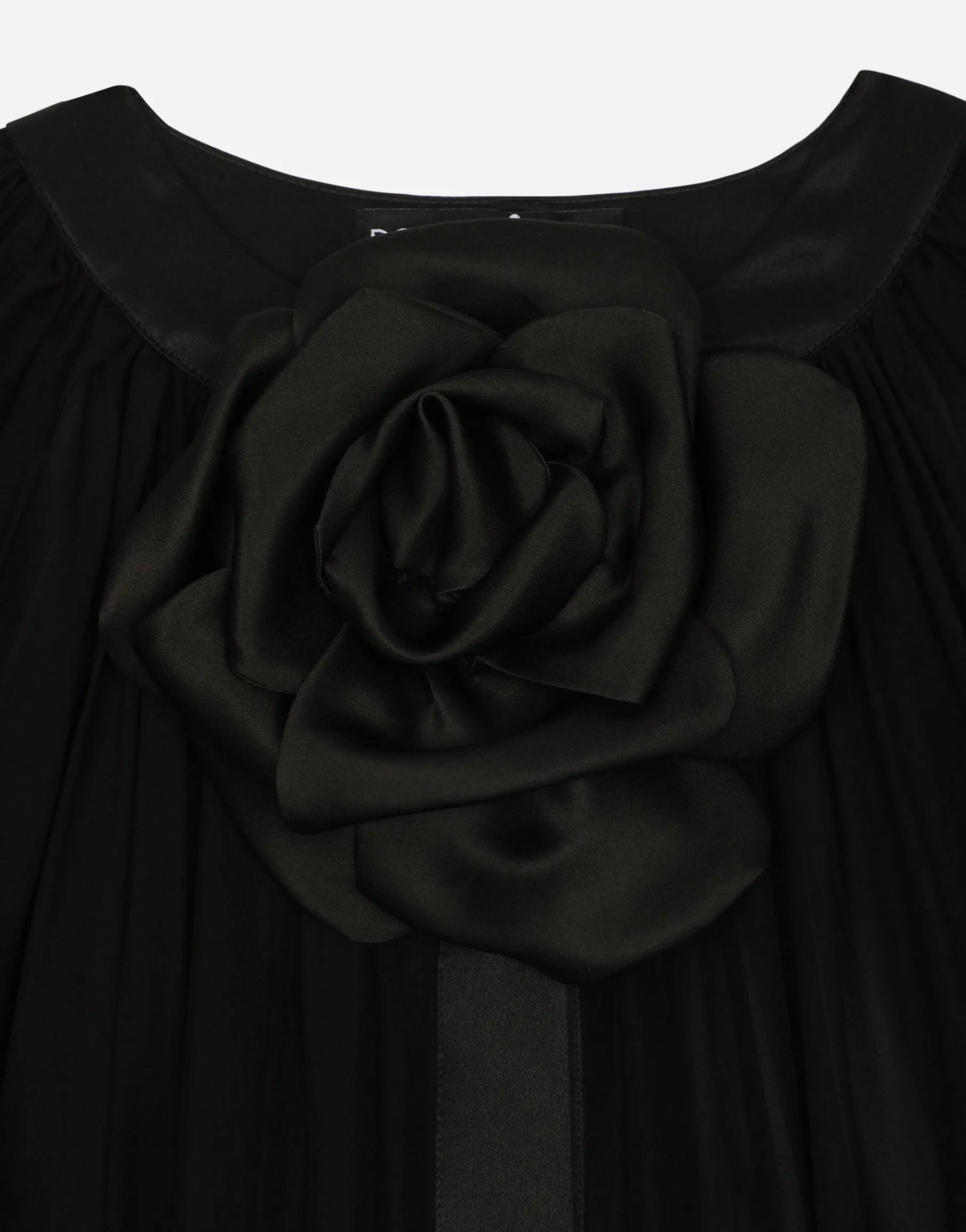 Silk chiffon cape with flower appliqué