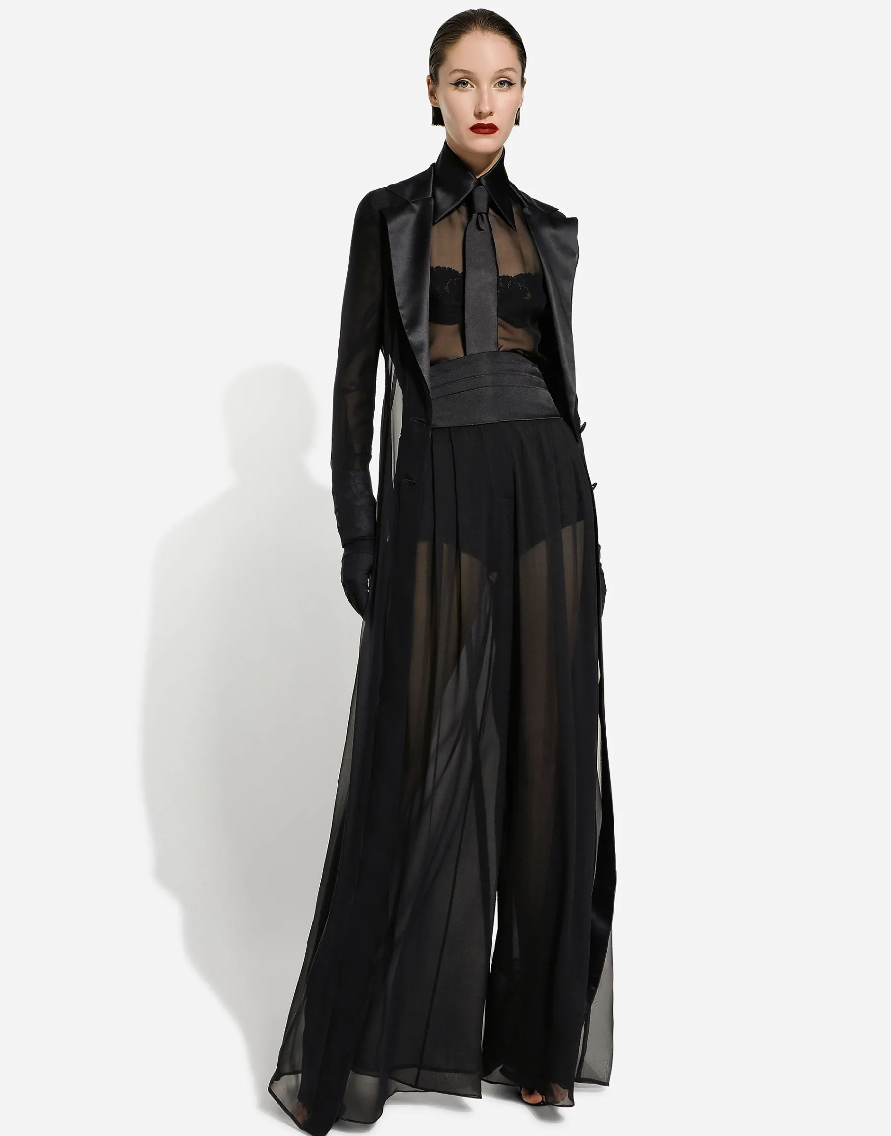 Silk chiffon duster coat