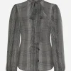 Silk chiffon shirt with glen plaid print
