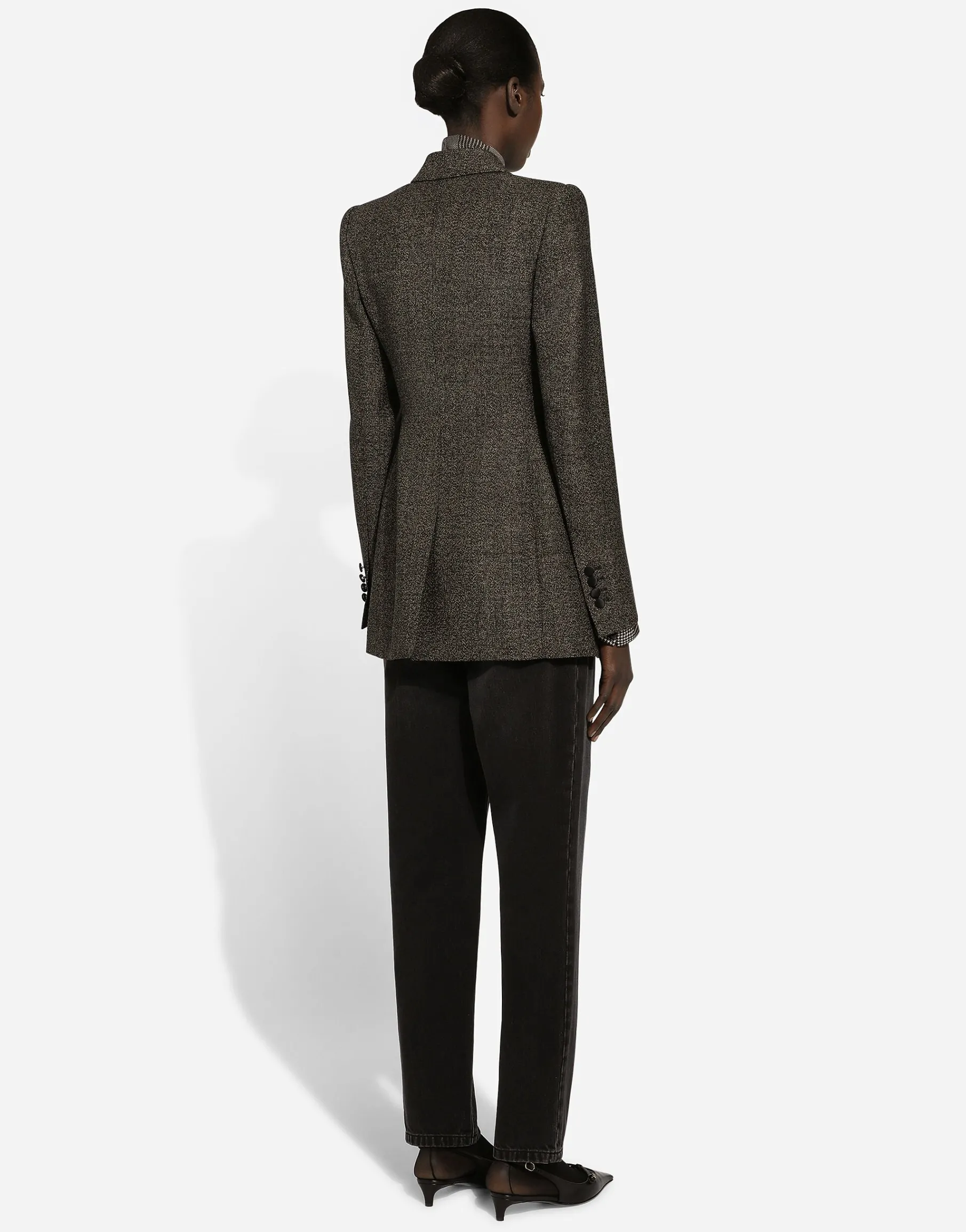 Silk chiffon shirt with glen plaid print
