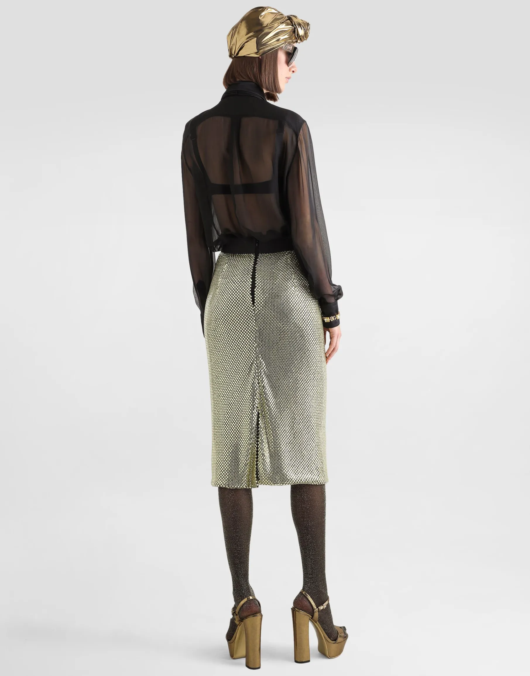 Silk chiffon shirt with pussy-bow