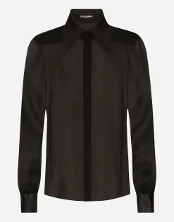 Silk chiffon shirt with satin details