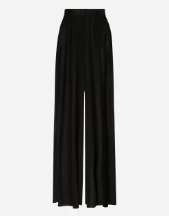 Silk chiffon wide-leg pants