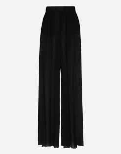 Silk chiffon wide-leg pants