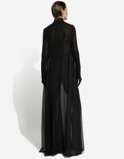 Silk chiffon wide-leg pants