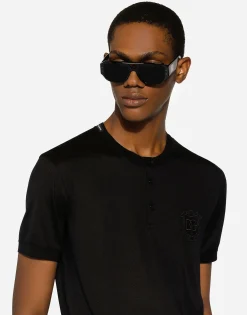 Silk granddad-neck T-shirt