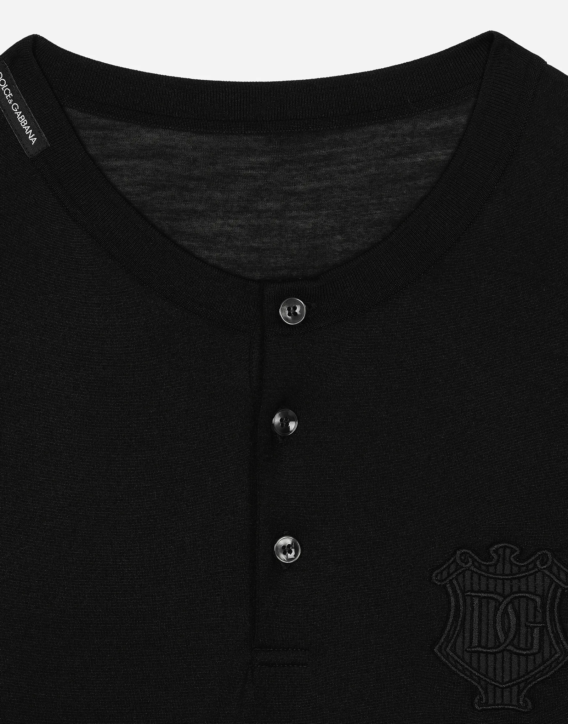 Silk granddad-neck T-shirt