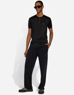Silk granddad-neck T-shirt