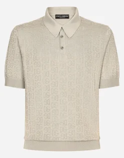 Silk jacquard polo-shirt with DG logo