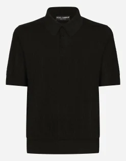 Silk jacquard polo-shirt with DG logo