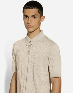 Silk jacquard polo-shirt with DG logo
