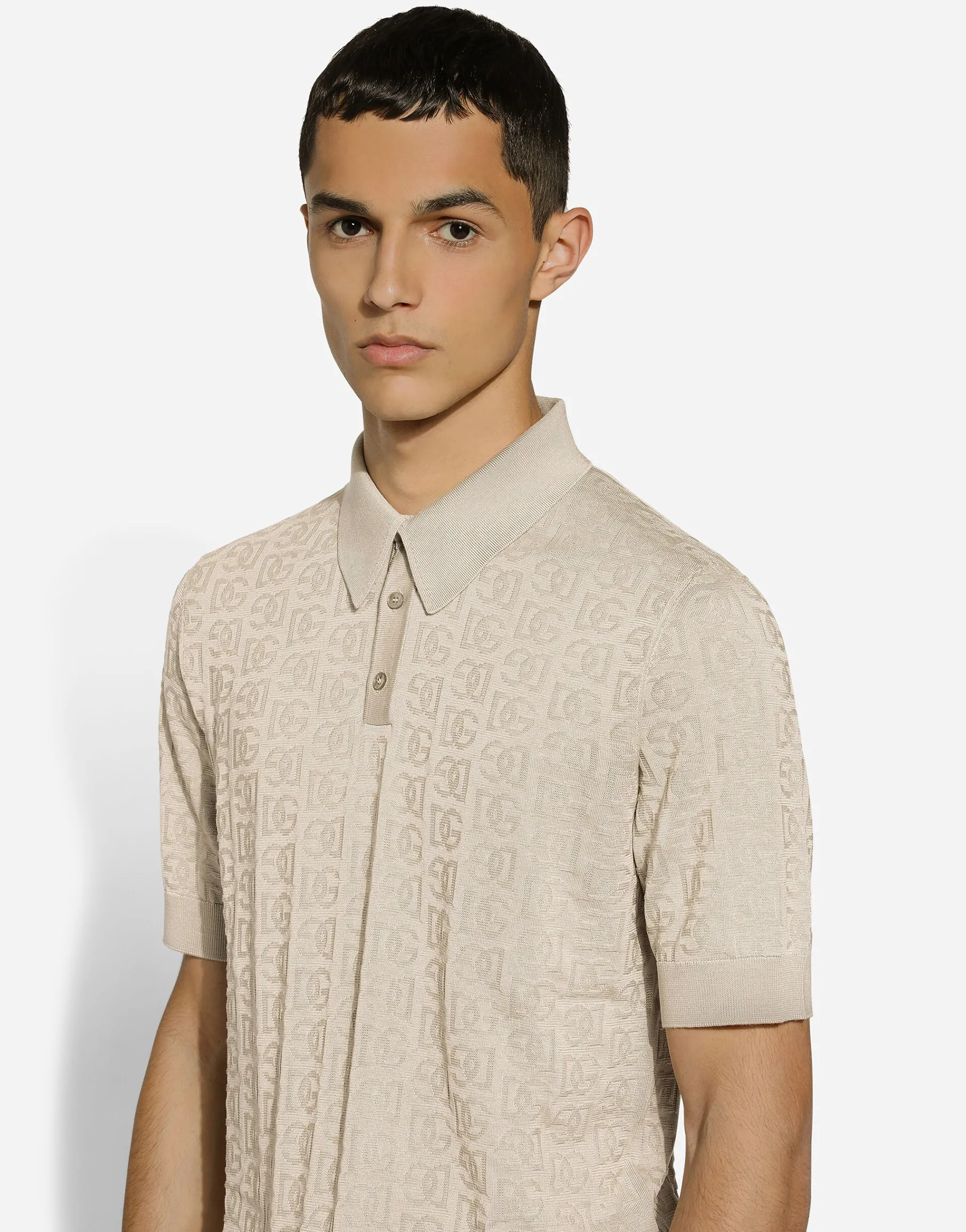 Silk jacquard polo-shirt with DG logo