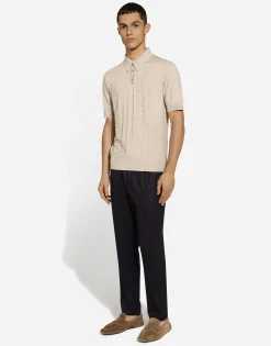 Silk jacquard polo-shirt with DG logo