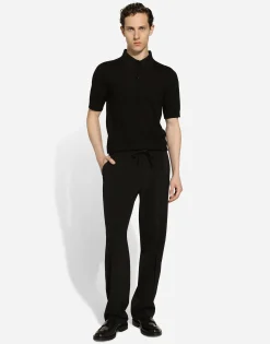 Silk jacquard polo-shirt with DG logo