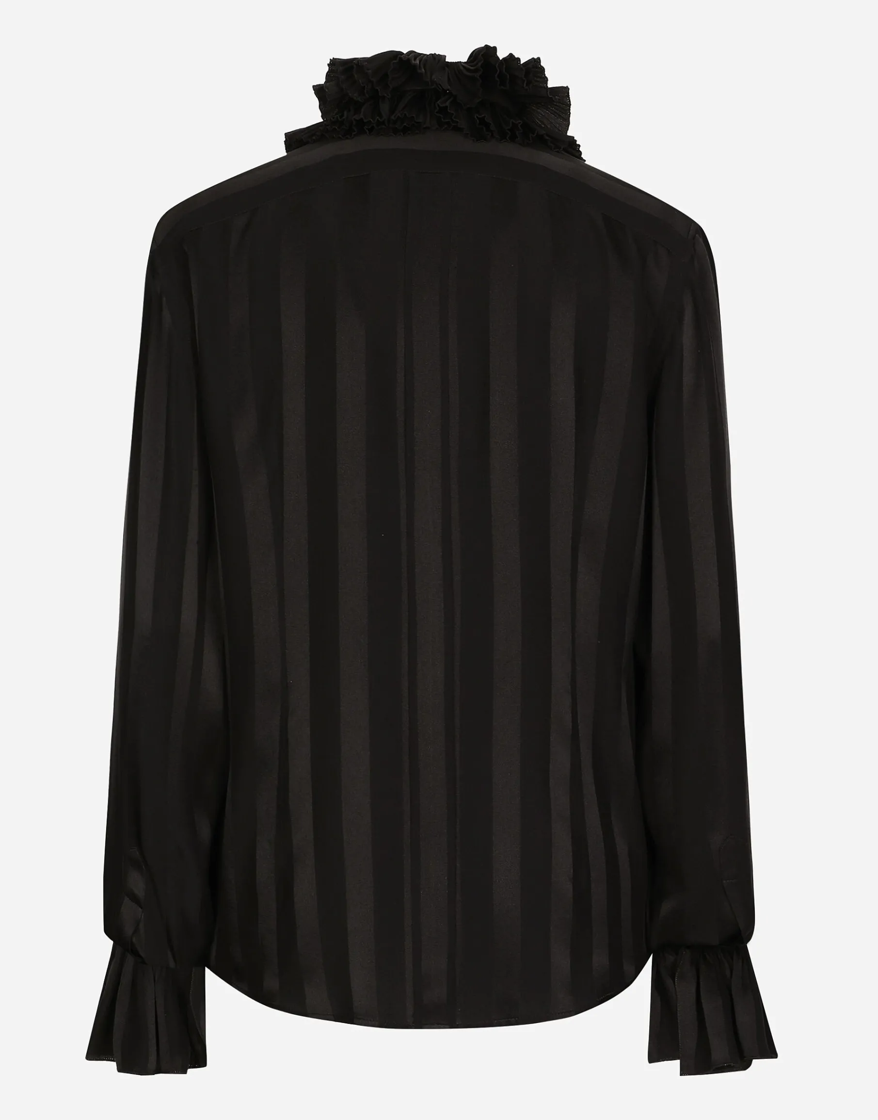 Silk jacquard shirt with pleated cuffs and collar