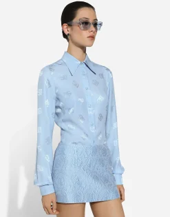 Silk jacquard shirt with all-over DG logo