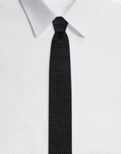 Silk jacquard tie with DG logo