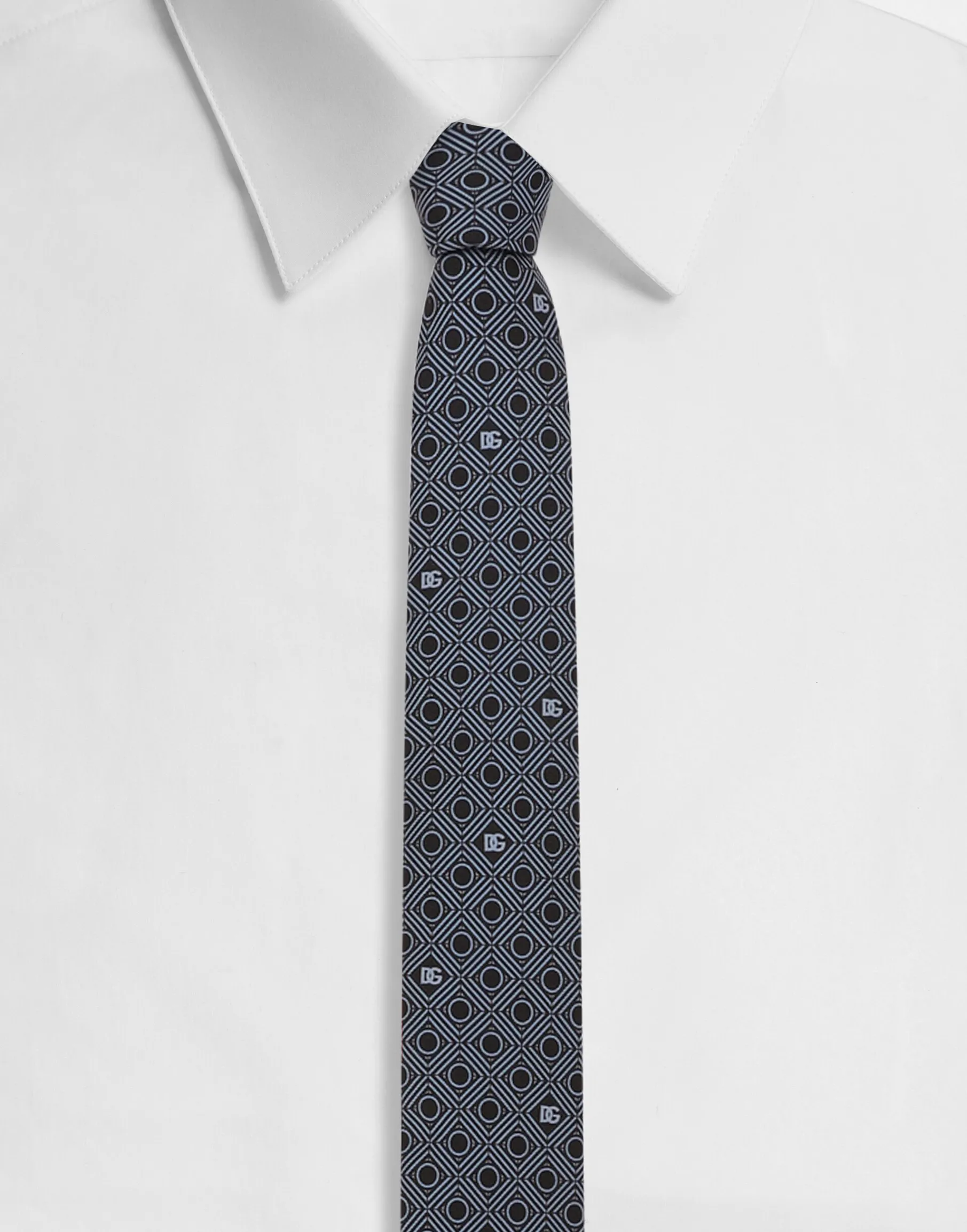 Silk jacquard tie with micro-designs and DG logo