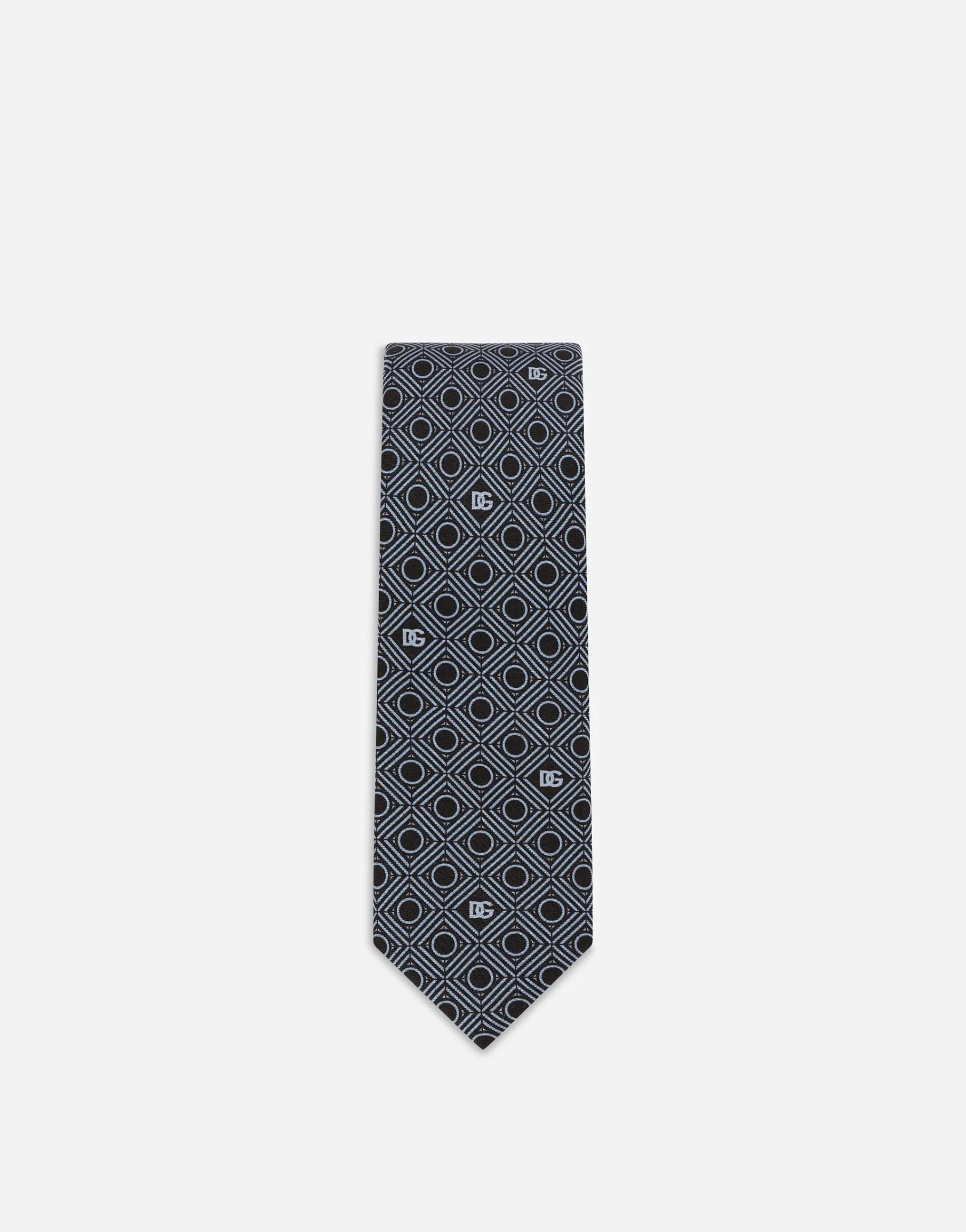 Silk jacquard tie with micro-designs and DG logo