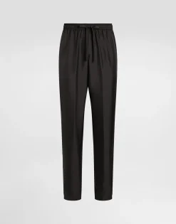 Silk jogging pants with DG embroidered patch