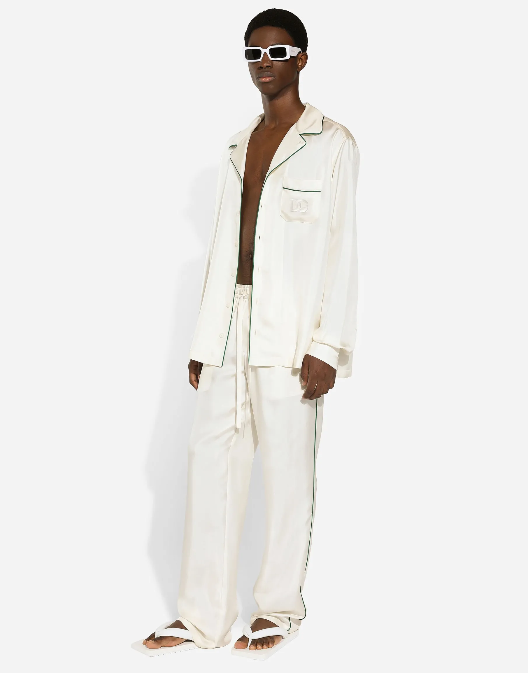 Silk jogging pants with DG embroidery