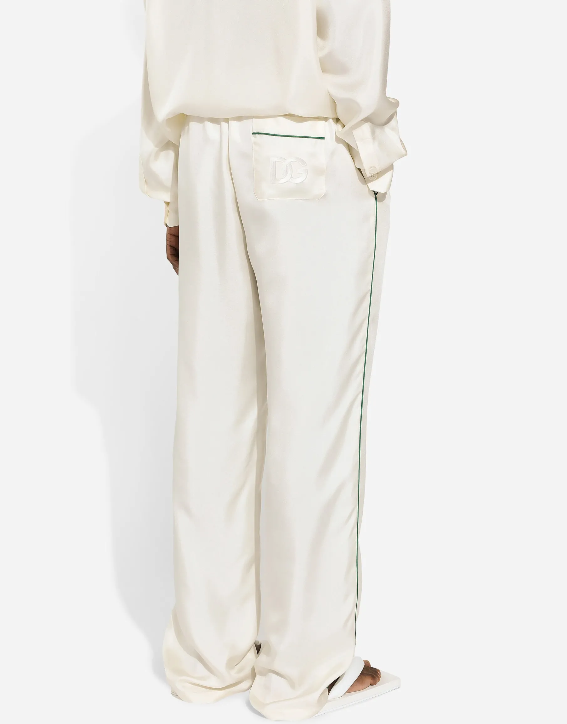 Silk jogging pants with DG embroidery