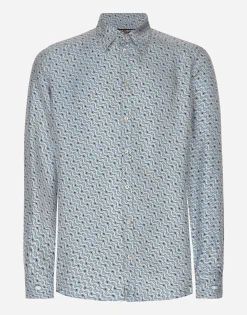 Silk Martini-fit shirt with tie print