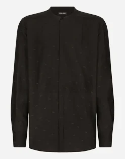 Silk Martini-fit shirt with plastron