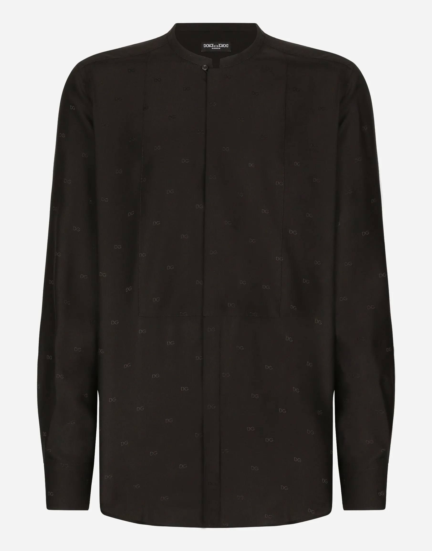 Silk Martini-fit shirt with plastron