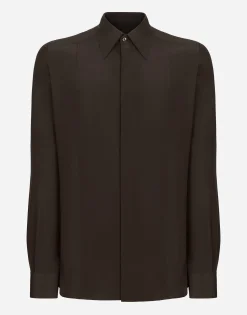 Silk Martini-fit shirt with shirt front