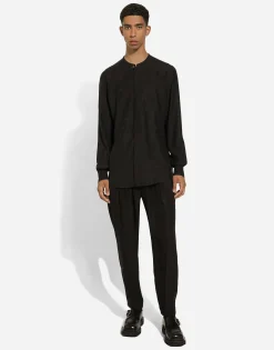 Silk Martini-fit shirt with plastron