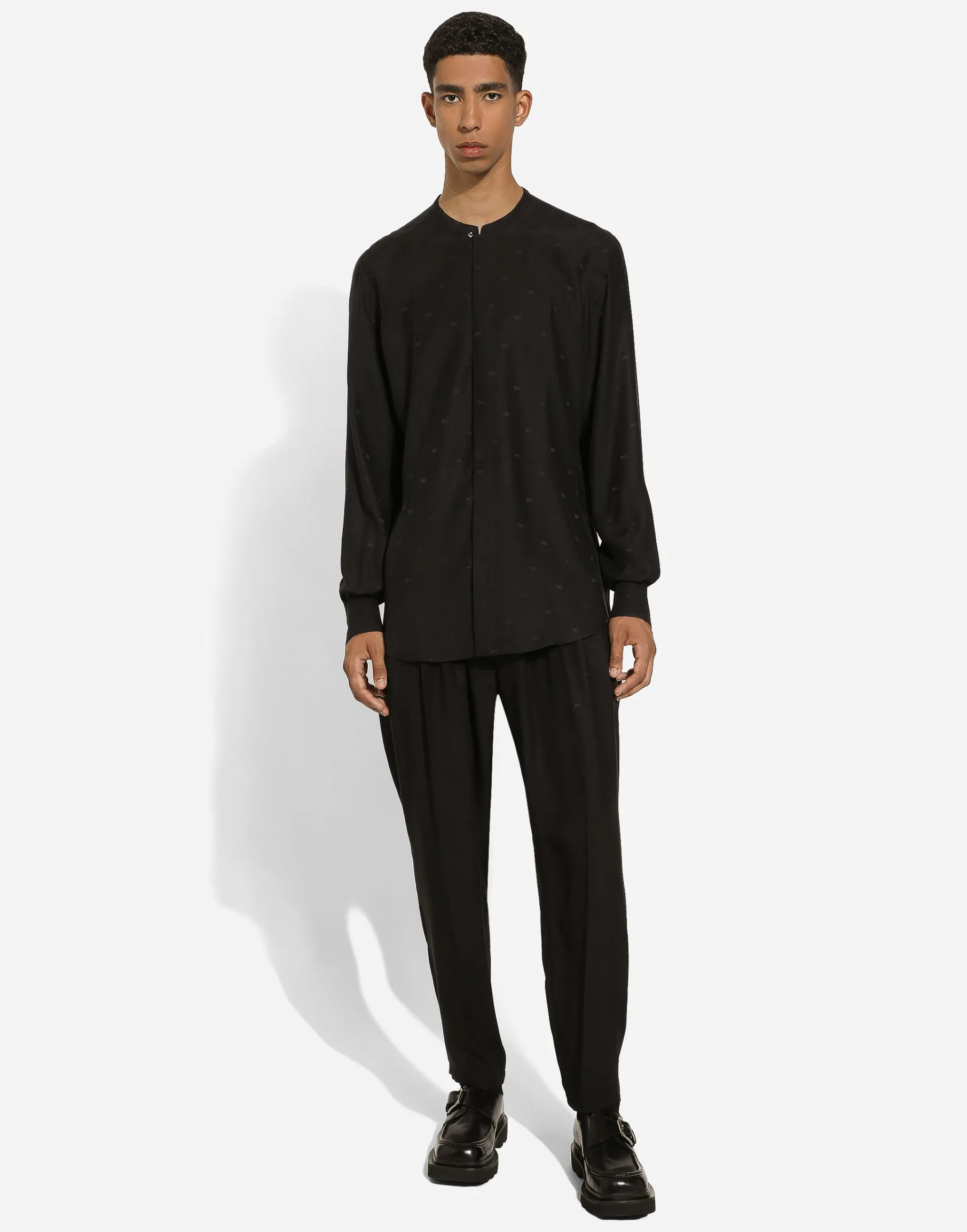 Silk Martini-fit shirt with plastron