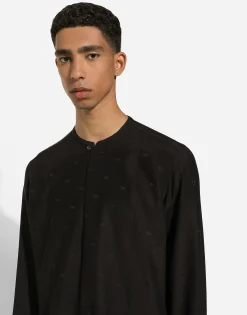 Silk Martini-fit shirt with plastron