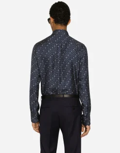 Silk Martini-fit shirt with tie print