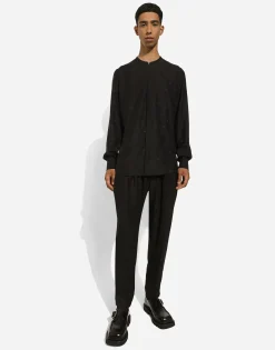 Silk Martini-fit shirt with plastron