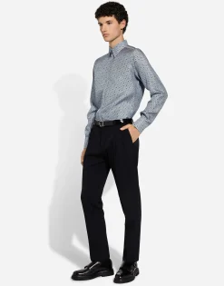Silk Martini-fit shirt with tie print