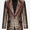 Silk mikado casino jacket with leopard print