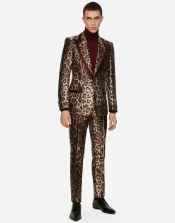 Silk mikado casino jacket with leopard print