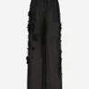 Silk organza jogging pants with embroidery