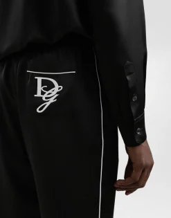 Silk pajama pants with logo embroidery
