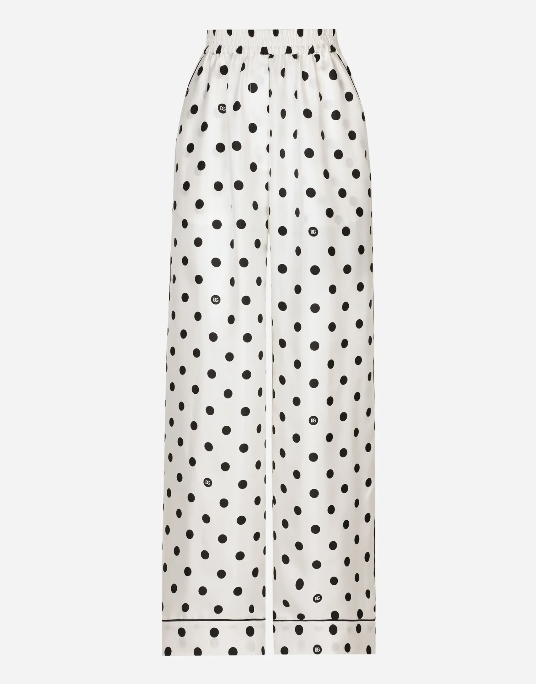 Silk pajama pants with polka-dot print