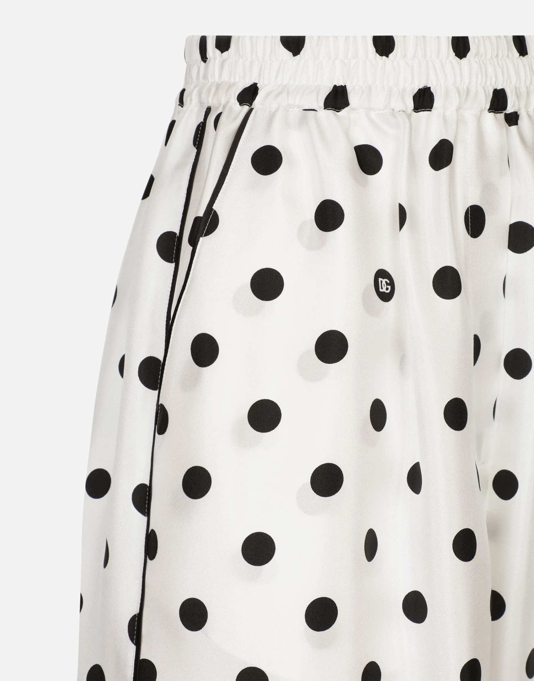 Silk pajama pants with polka-dot print